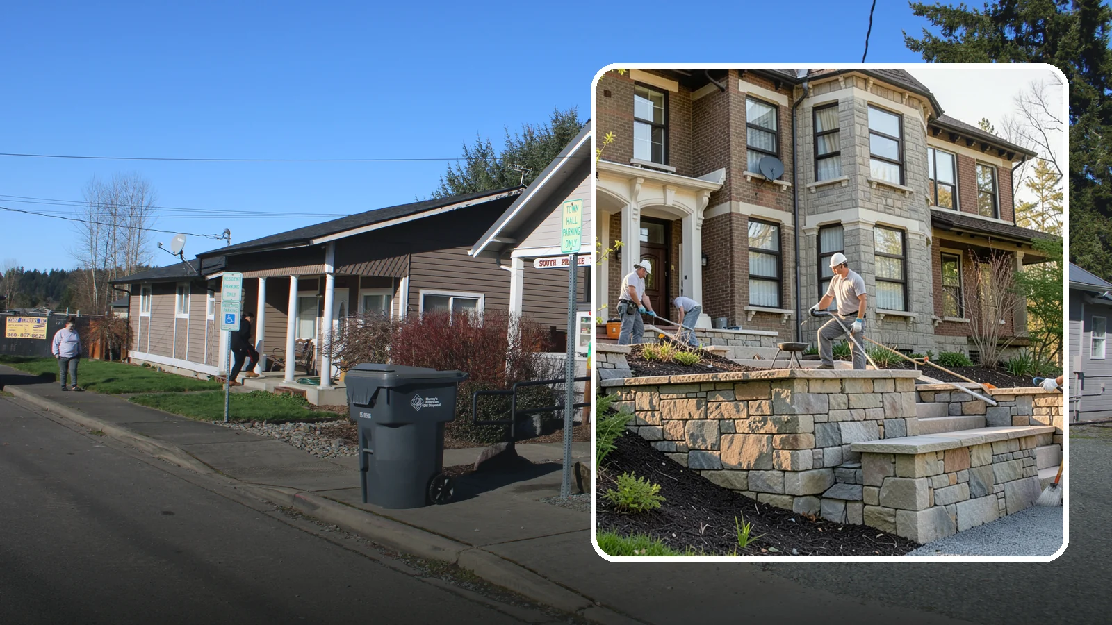 Natural Stone Retaining Wall in South Prairie, Pierce County, WA - Hand-setting natural stone into a retaining wall that combines timeless beauty with solid slope support.