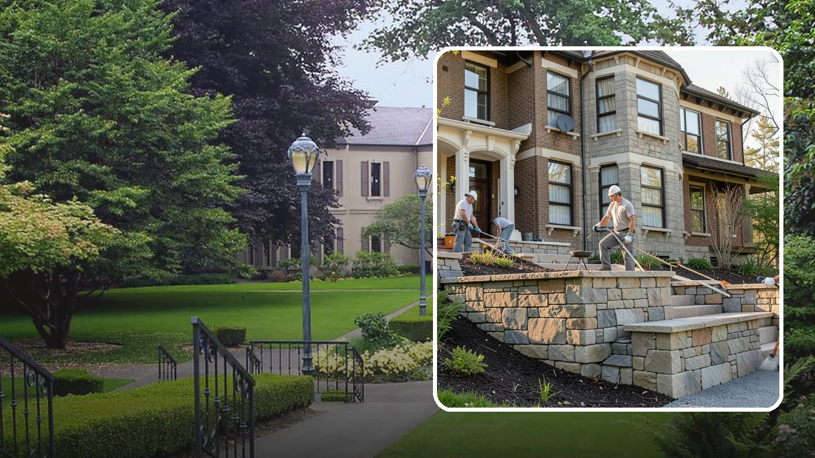 Natural Stone Retaining Wall in Woodinville, King County, WA - Hand-setting natural stone into a retaining wall that combines timeless beauty with solid slope support.