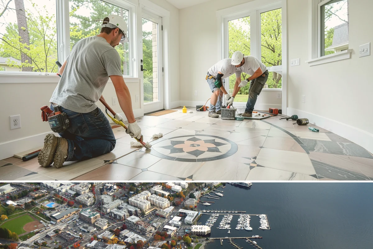 Natural Stone Tile Installation in Kirkland, King County, WA - Stone tiling is an indoor project that can proceed year-round, sealing included, regardless of outdoor conditions.