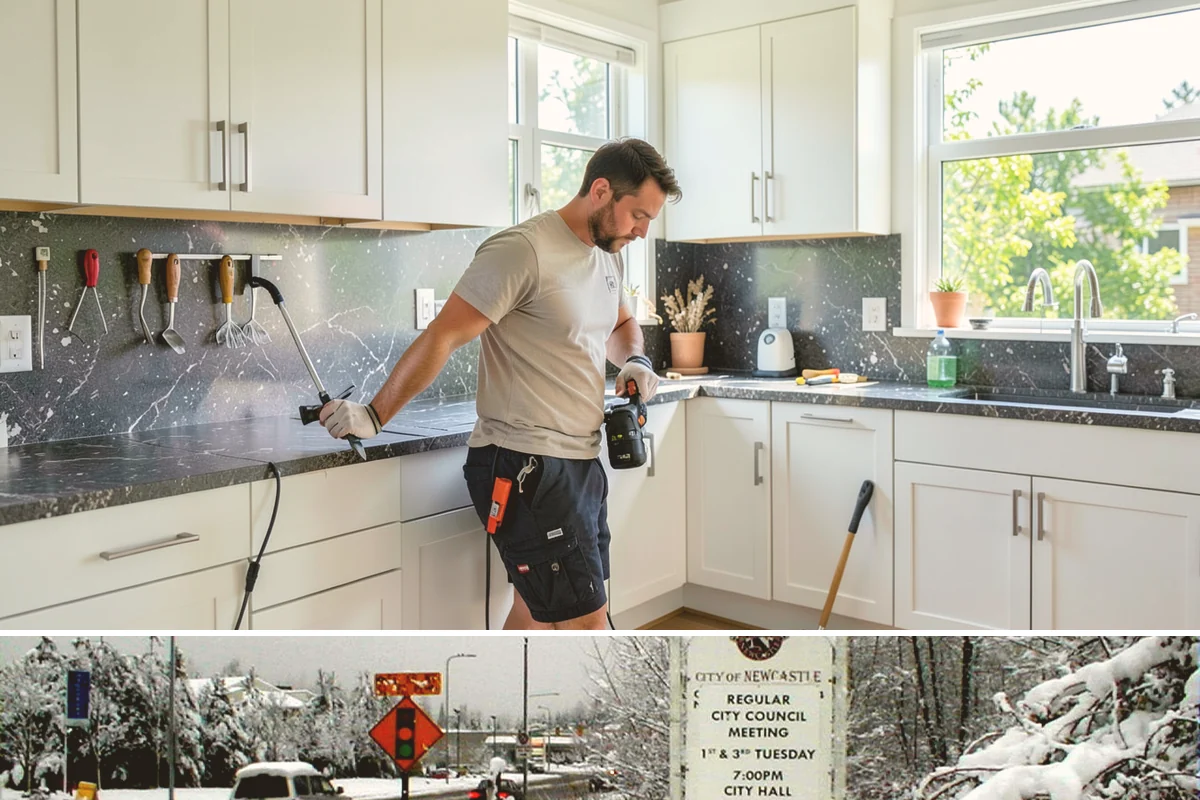Natural Stone Tile Installation in Newcastle, King County, WA - Stone tiling is an indoor project that can proceed year-round, sealing included, regardless of outdoor conditions.