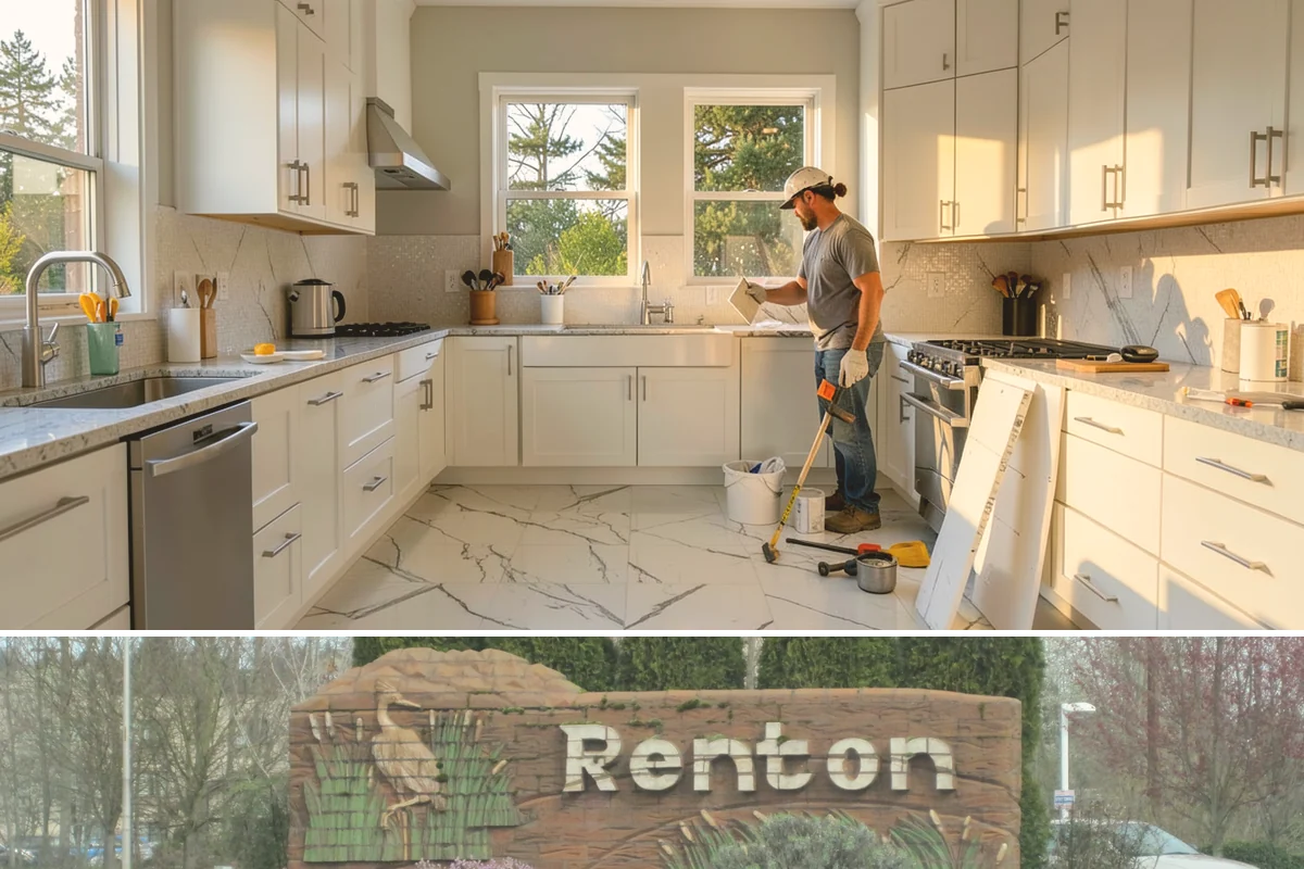 Natural Stone Tile Installation in Renton, King County, WA - Stone tiling is an indoor project that can proceed year-round, sealing included, regardless of outdoor conditions.