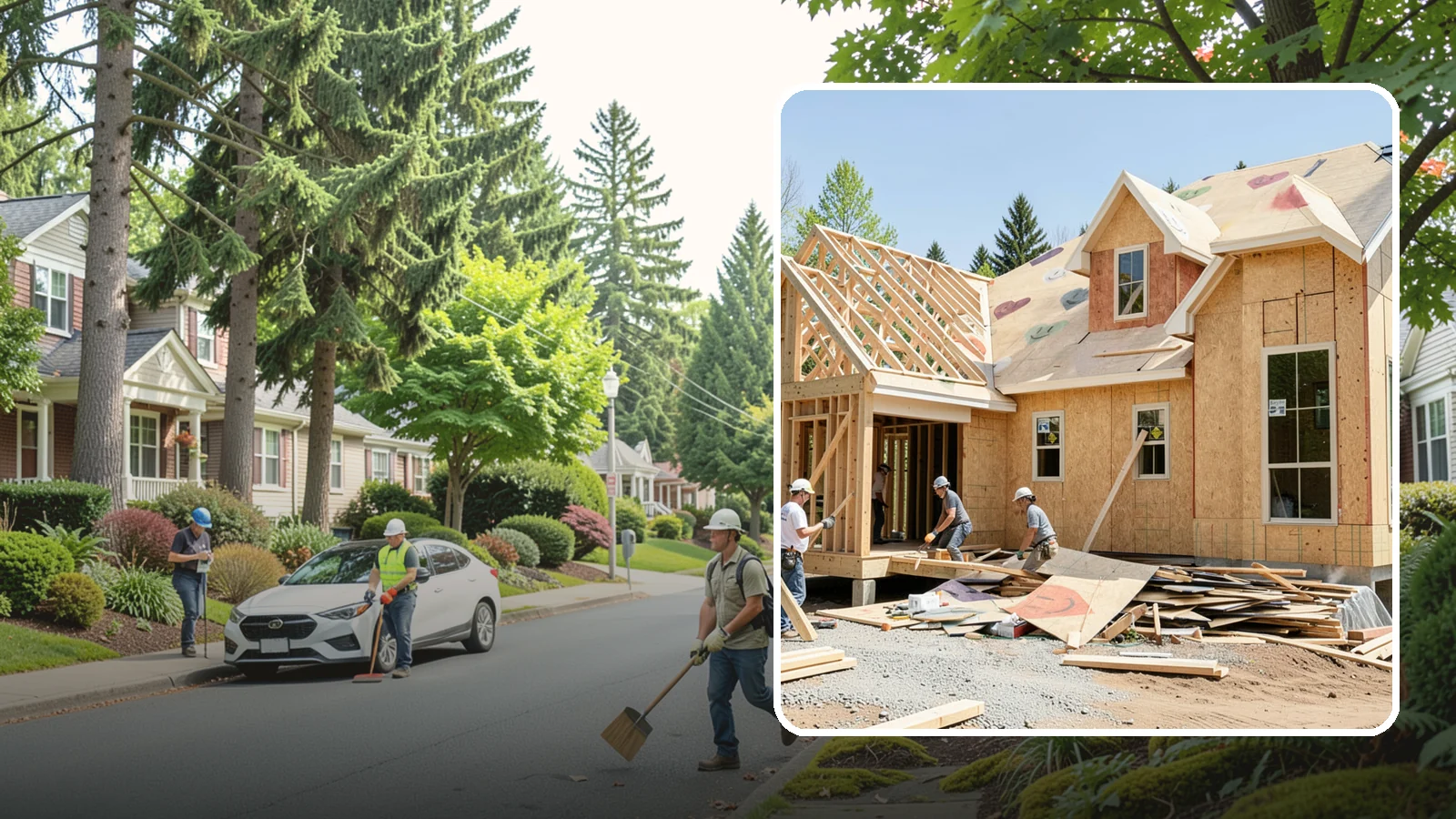 New Home Framing in Beaux Arts Village, King County, WA - Structural framing of new homes, from the sill plate to the roof trusses.