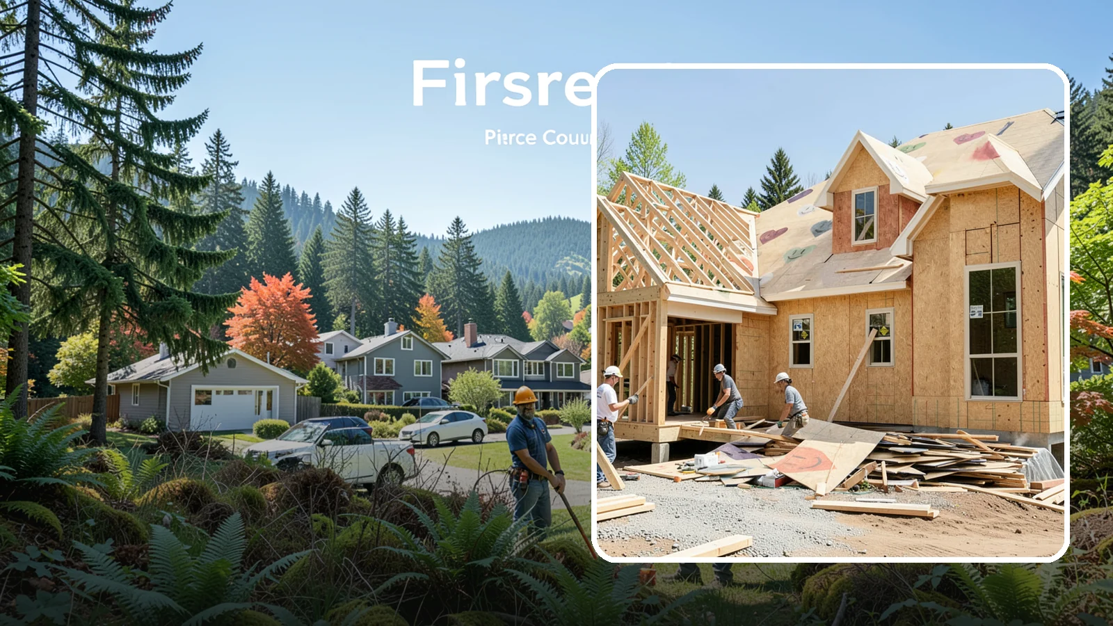 New Home Framing in Fircrest, Pierce County, WA - Structural framing of new homes, from the sill plate to the roof trusses.