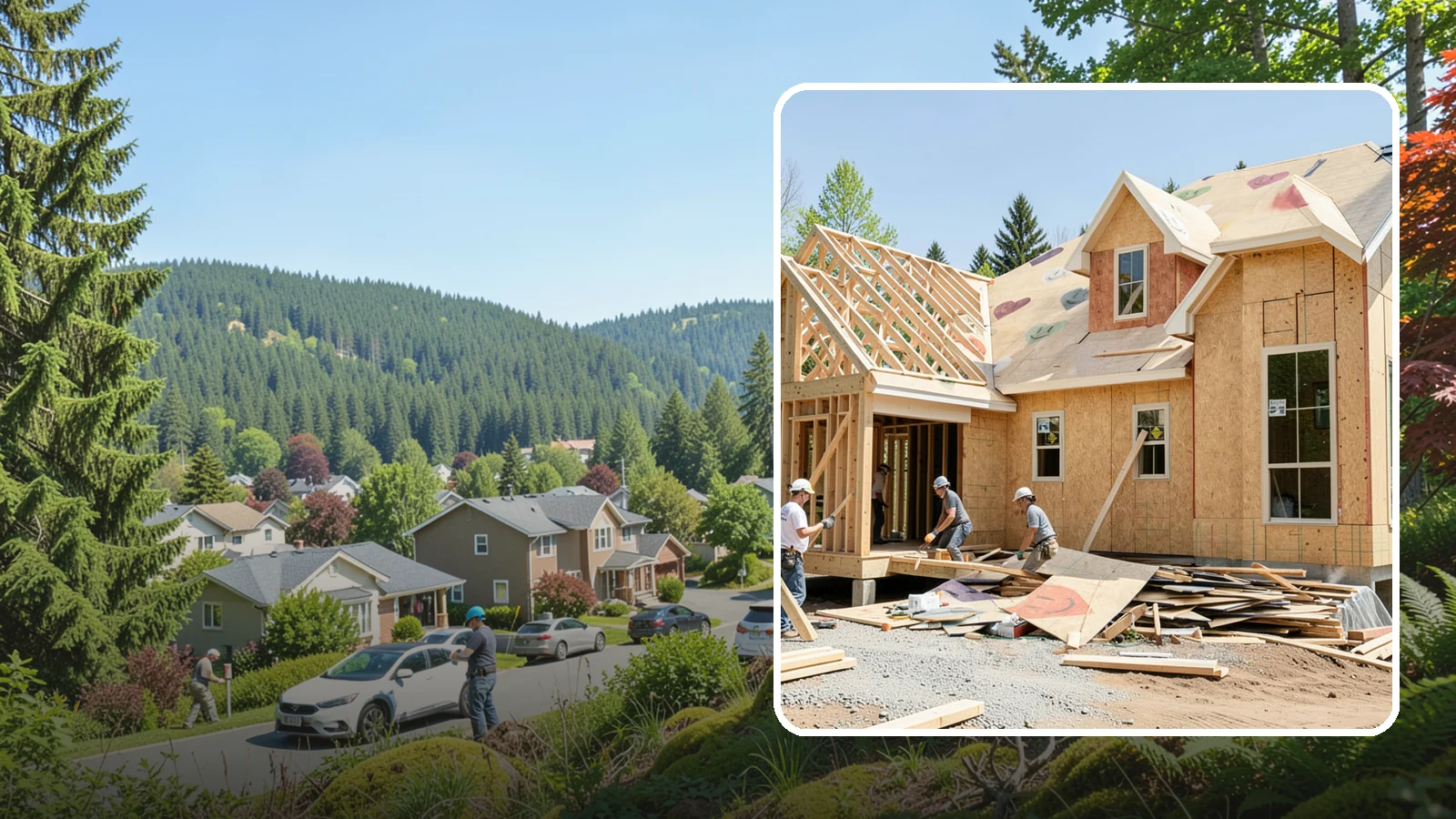 New Home Framing in Index, Snohomish County, WA - Structural framing of new homes, from the sill plate to the roof trusses.