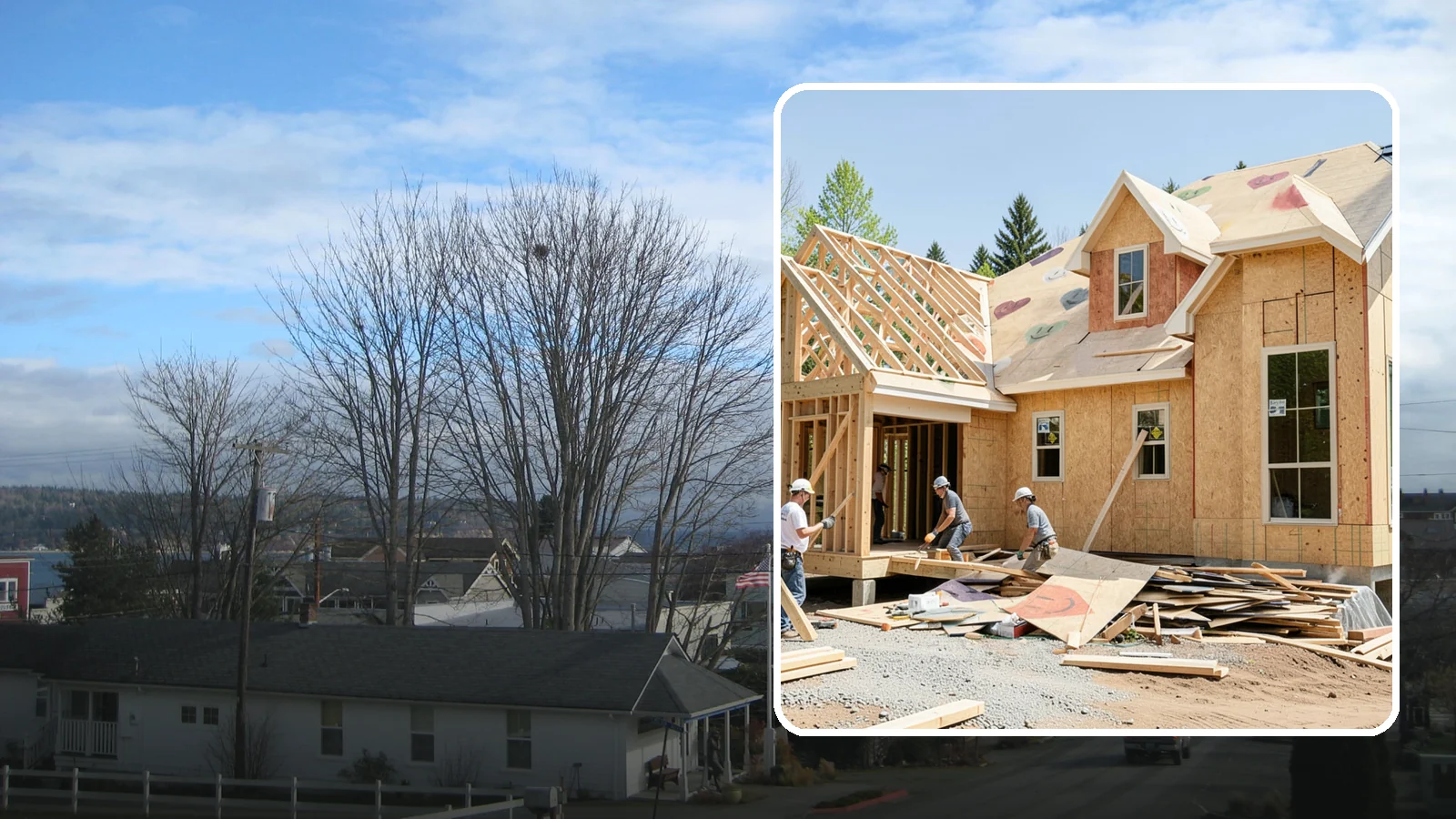 New Home Framing in Langley, Island County, WA - Structural framing of new homes, from the sill plate to the roof trusses.