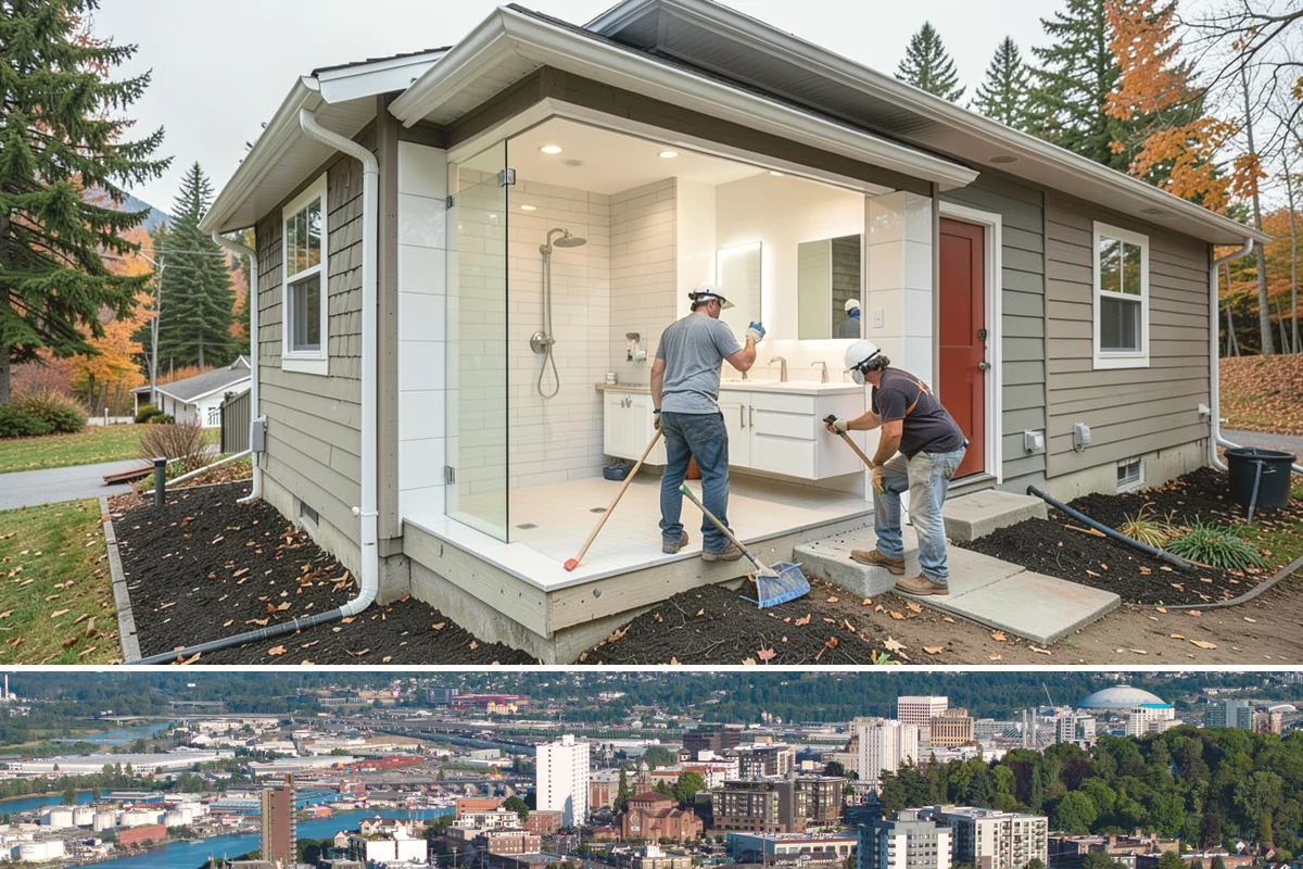 New Home Framing in Tacoma, Pierce County, WA - We push to frame and dry-in during summer dry spells so the structure isn't saturated by fall rain.