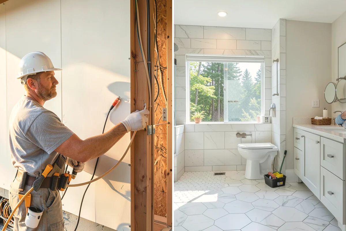 Newel Post Installation in Edgewood, Pierce County, WA - Locate framing and plan the anchoring method