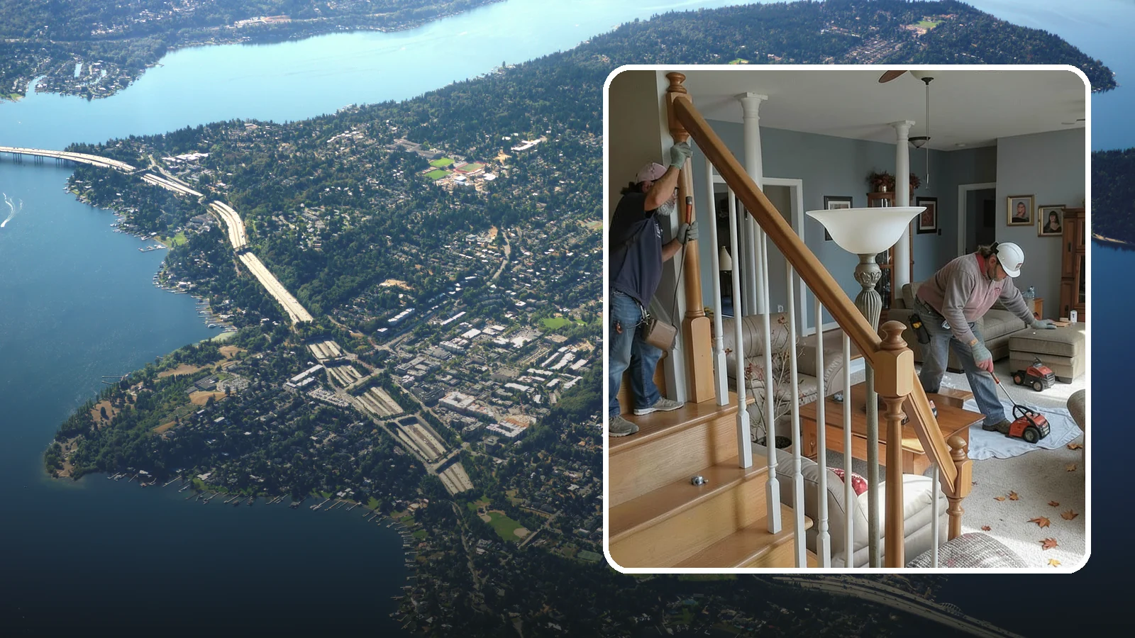 Newel Post Installation in Mercer Island, King County, WA - Sturdy newel posts installed to anchor railings and add a finished stair detail.