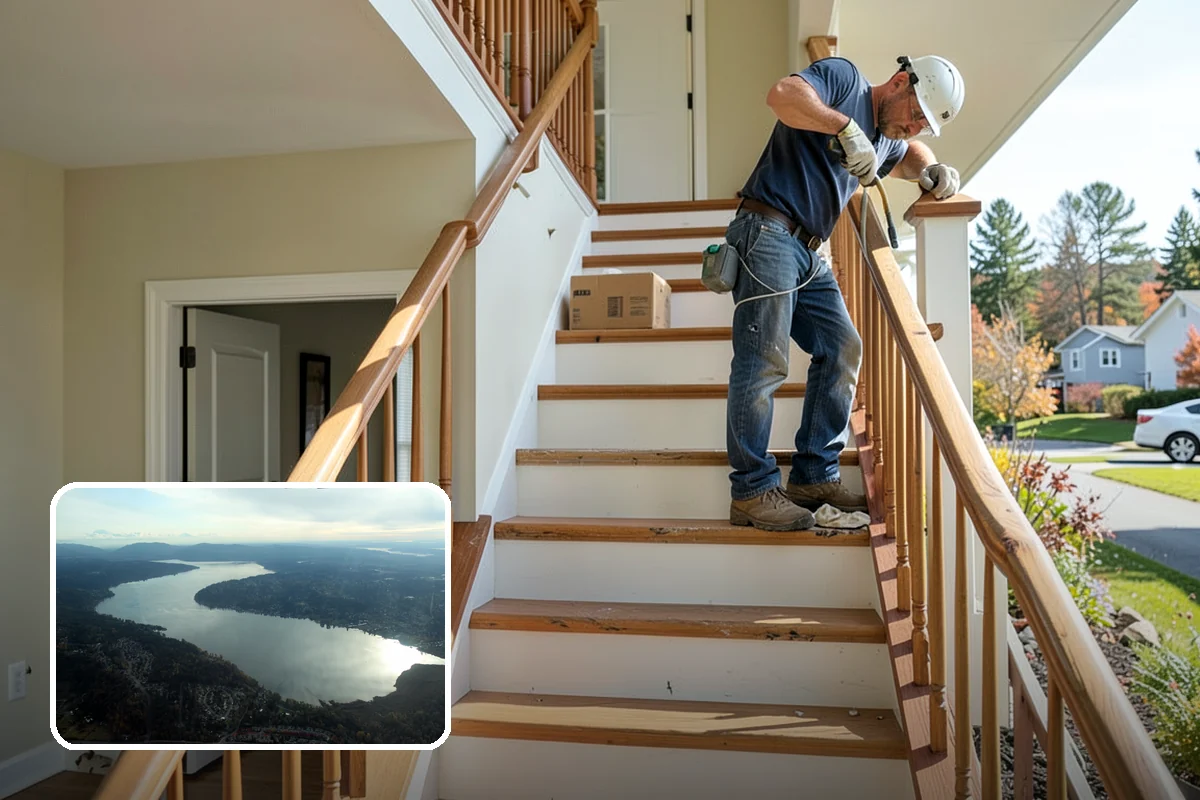 Newel Post Installation in Sammamish, King County, WA - Anchors the railing for a solid, wobble-free feel