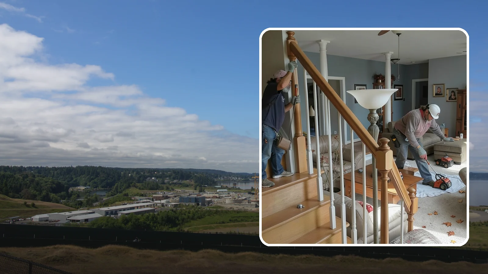 Newel Post Installation in University Place, Pierce County, WA - Sturdy newel posts installed to anchor railings and add a finished stair detail.