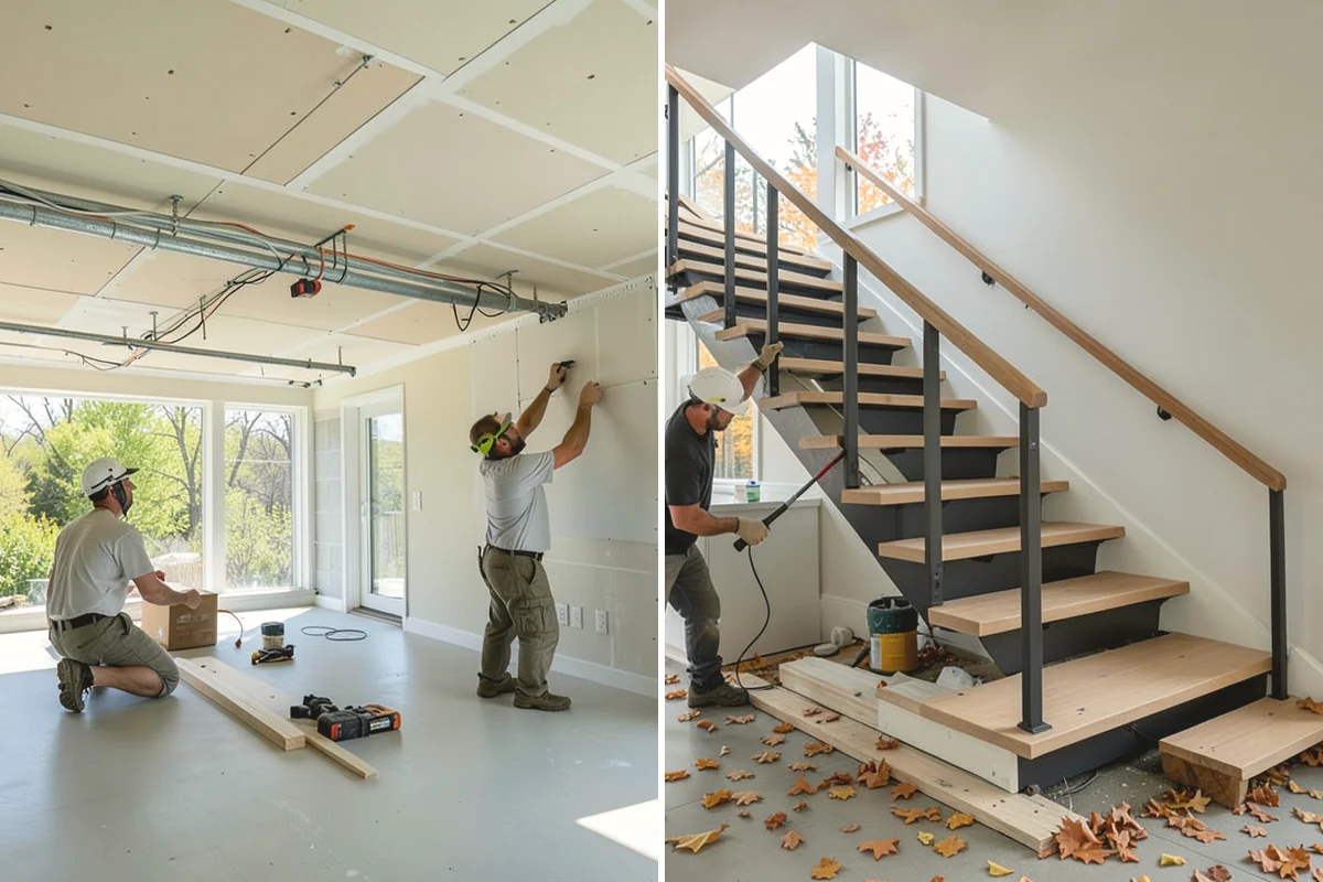 Newel Post Installation in University Place, Pierce County, WA - Locate framing and plan the anchoring method