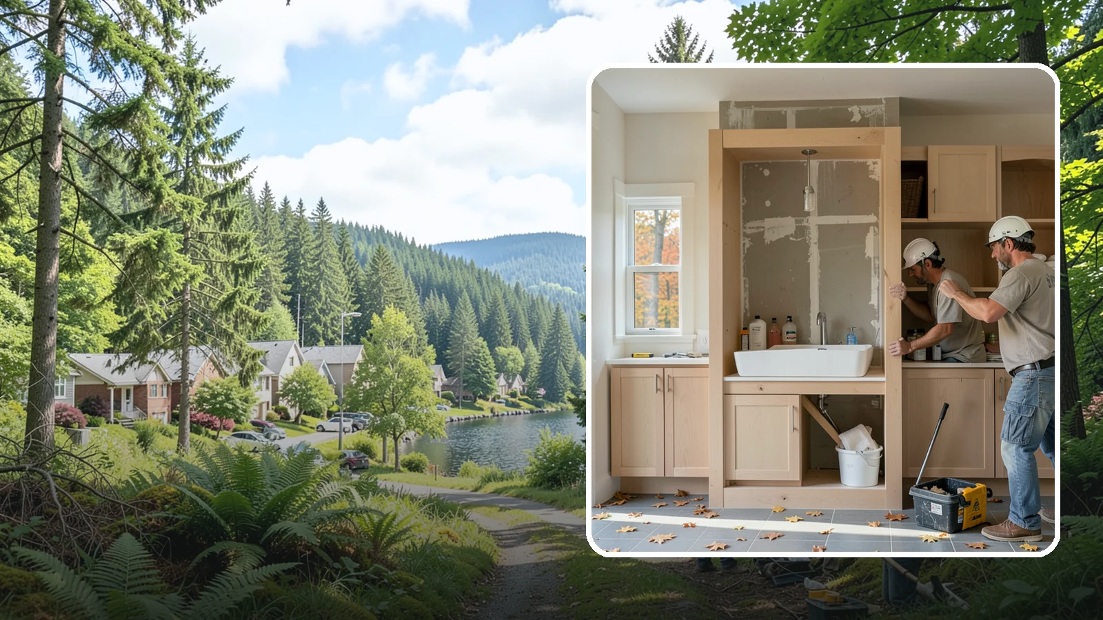 Niche Construction in Lake Forest Park, King County, WA - Framing recessed wall niches to display art, add shower storage, or create architectural interest.