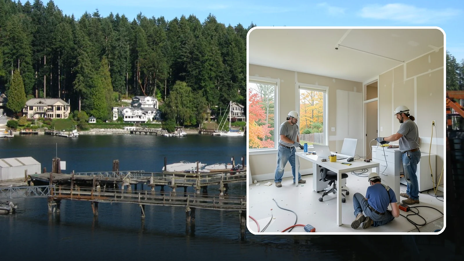 Office Buildout in Gig Harbor, Pierce County, WA - Construction of functional, modern office environments within commercial buildings.
