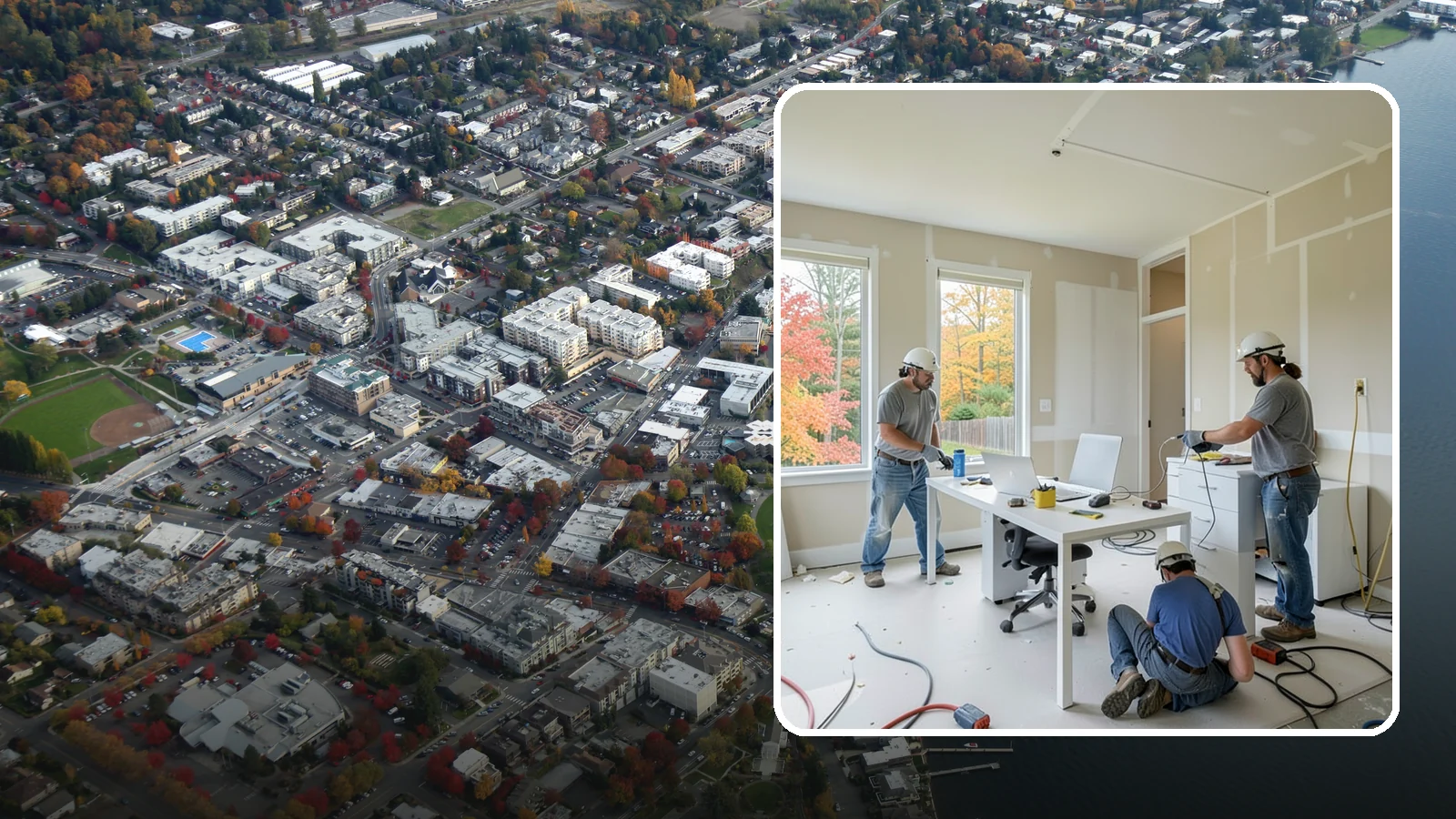 Office Buildout in Kirkland, King County, WA - Construction of functional, modern office environments within commercial buildings.