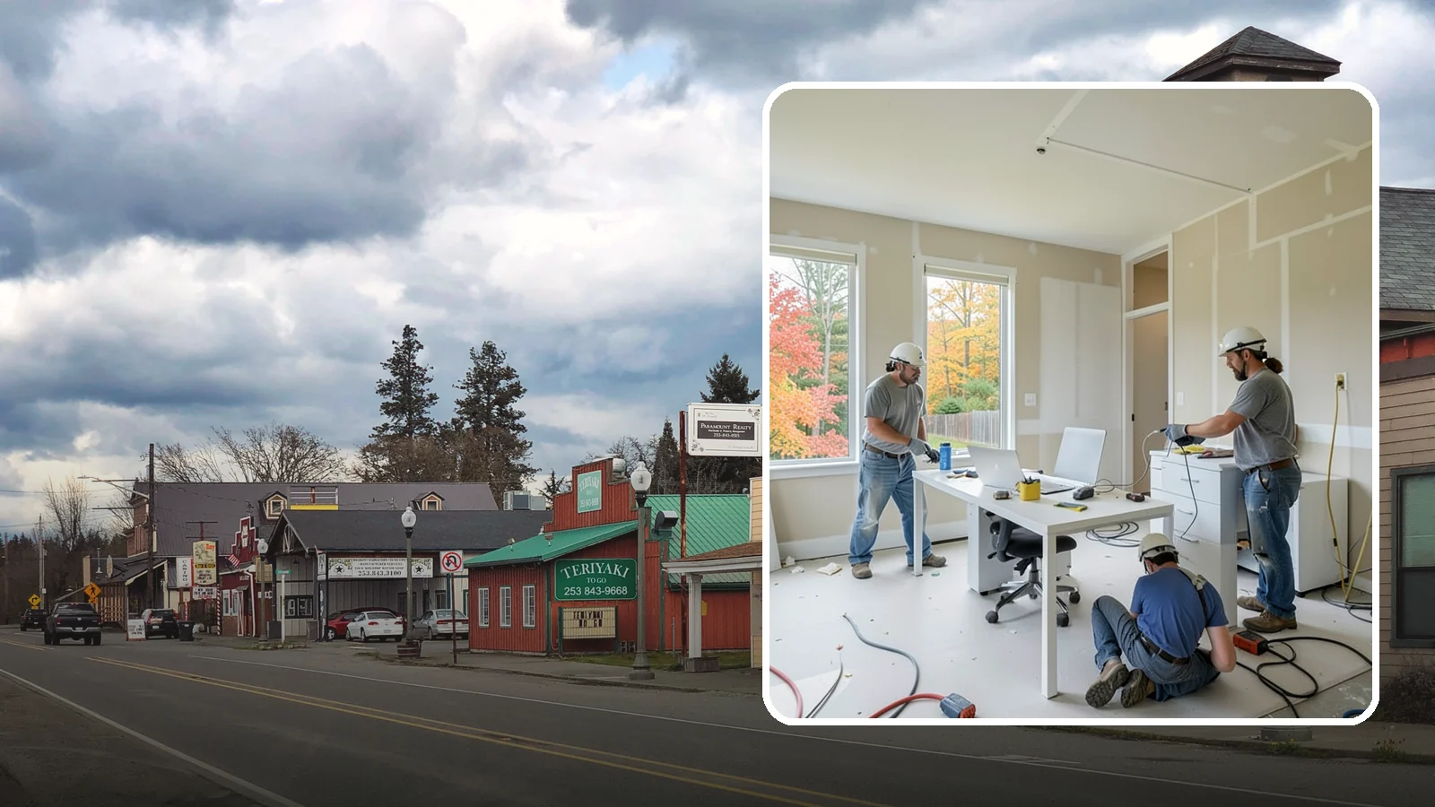 Office Buildout in Roy, Pierce County, WA - Construction of functional, modern office environments within commercial buildings.