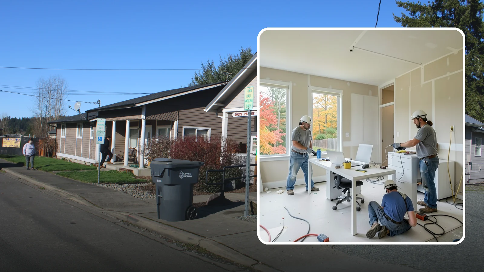 Office Buildout in South Prairie, Pierce County, WA - Construction of functional, modern office environments within commercial buildings.