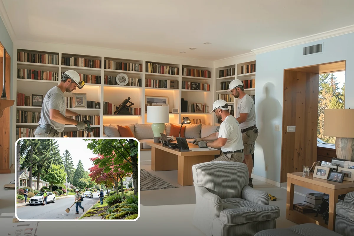 Office Cabinetry in Beaux Arts Village, King County, WA - Custom desks and storage fit to the room