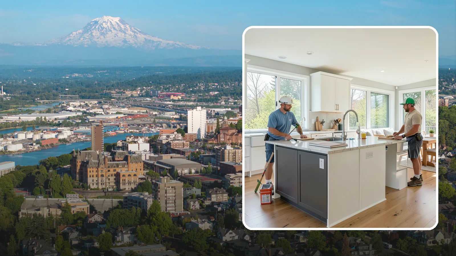 Open Concept Kitchen Remodel in Tacoma, Pierce County, WA - An open-concept remodel that removes walls to connect your kitchen with living and dining areas for a bright, social space.