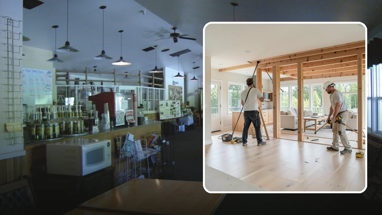 Open Floor Plan Conversion in Black Diamond, King County, WA - Combining closed-off rooms into one open, connected living space with proper structural support.