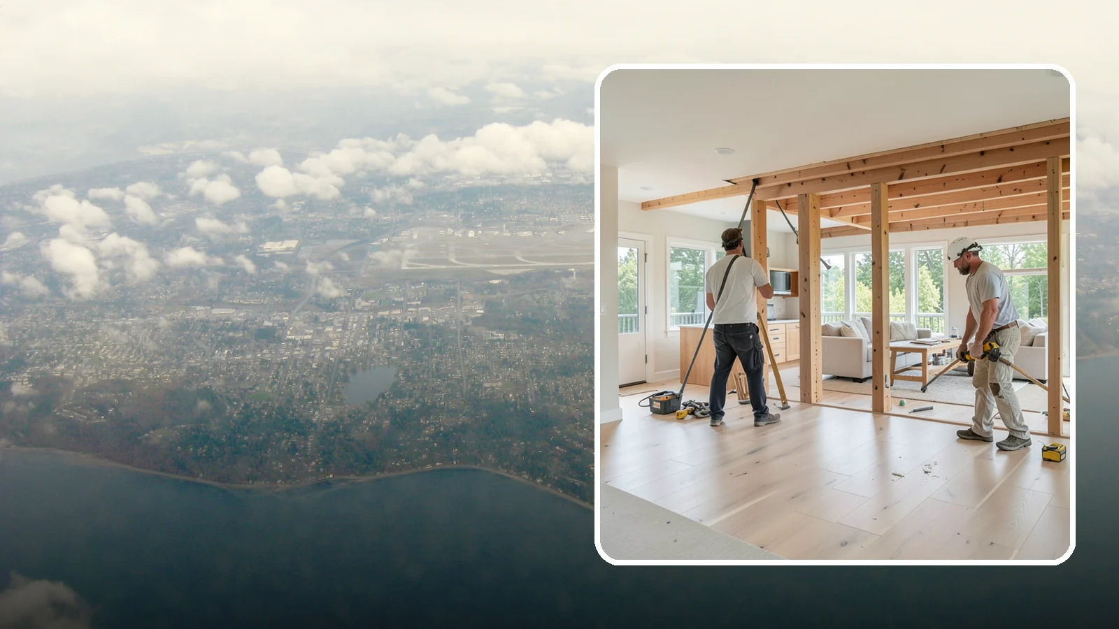 Open Floor Plan Conversion in Burien, King County, WA - Combining closed-off rooms into one open, connected living space with proper structural support.
