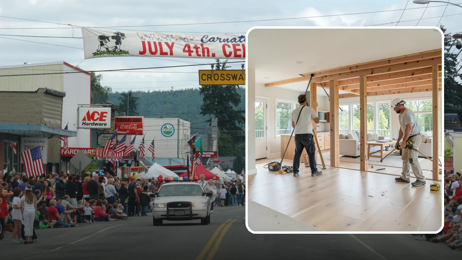 Open Floor Plan Conversion in Carnation, King County, WA - Combining closed-off rooms into one open, connected living space with proper structural support.