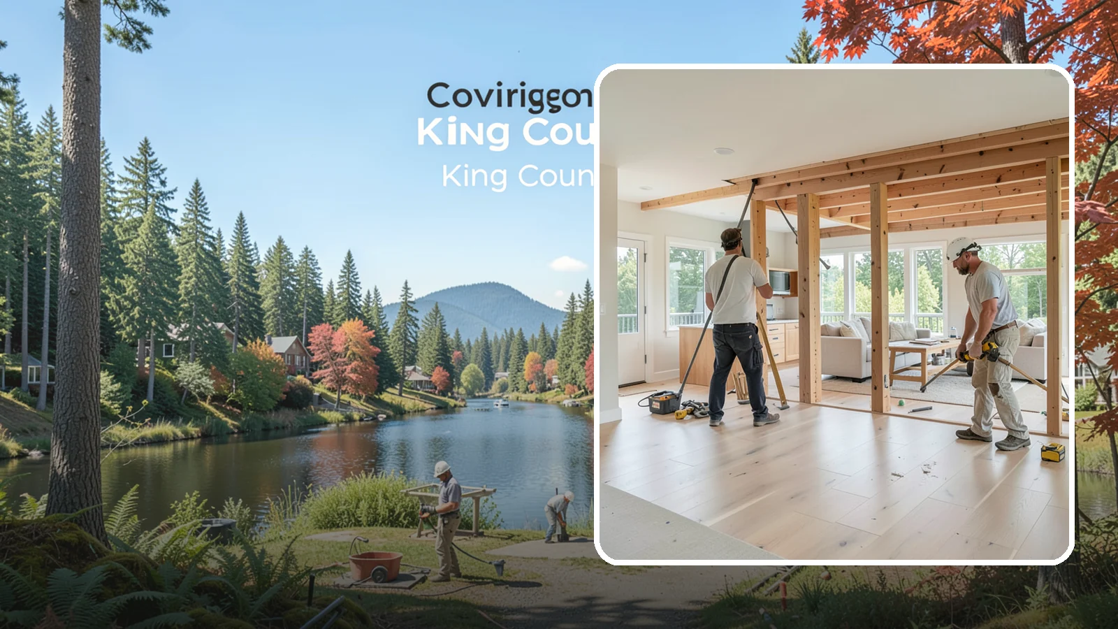 Open Floor Plan Conversion in Covington, King County, WA - Combining closed-off rooms into one open, connected living space with proper structural support.
