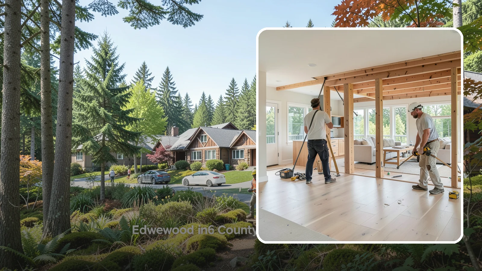 Open Floor Plan Conversion in Edgewood, Pierce County, WA - Combining closed-off rooms into one open, connected living space with proper structural support.