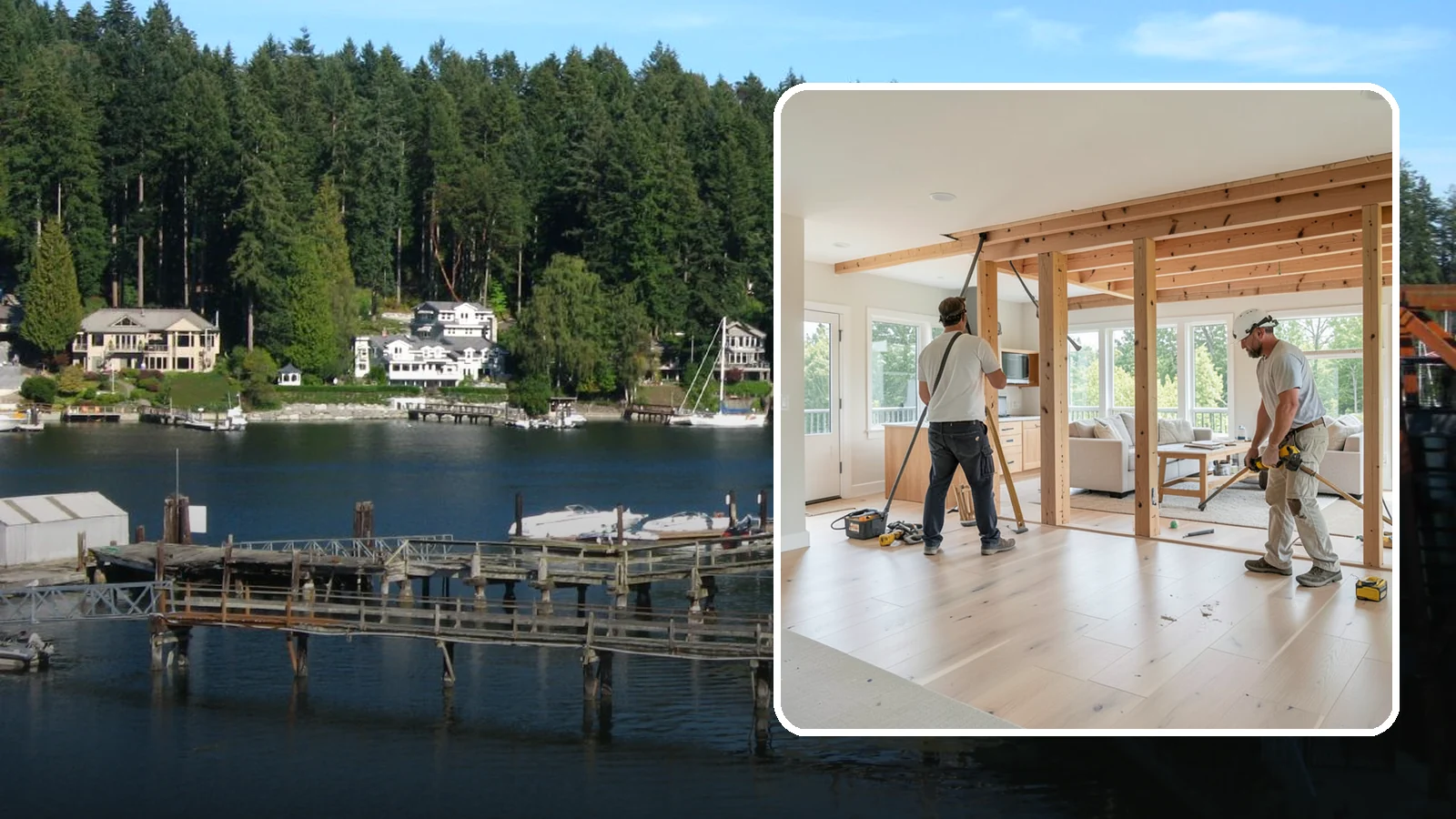 Open Floor Plan Conversion in Gig Harbor, Pierce County, WA - Combining closed-off rooms into one open, connected living space with proper structural support.