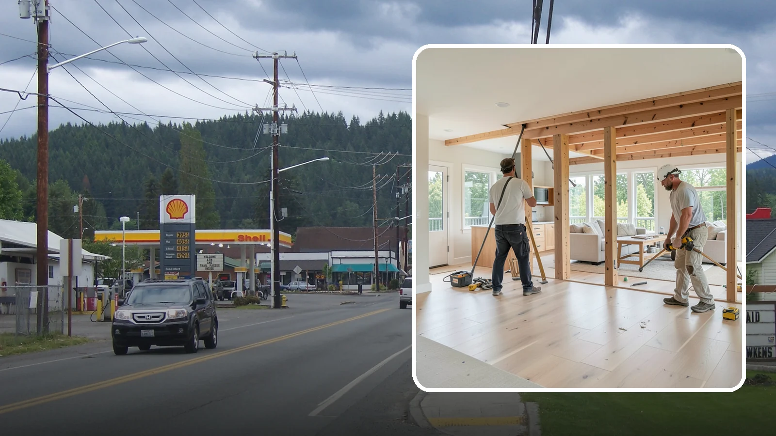 Open Floor Plan Conversion in Granite Falls, Snohomish County, WA - Combining closed-off rooms into one open, connected living space with proper structural support.