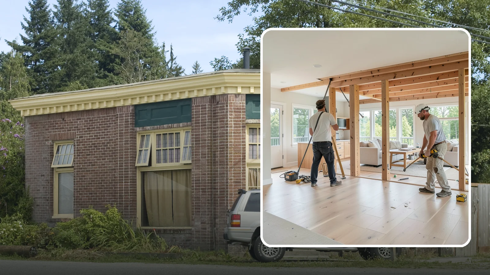 Open Floor Plan Conversion in Hamilton, Skagit County, WA - Combining closed-off rooms into one open, connected living space with proper structural support.