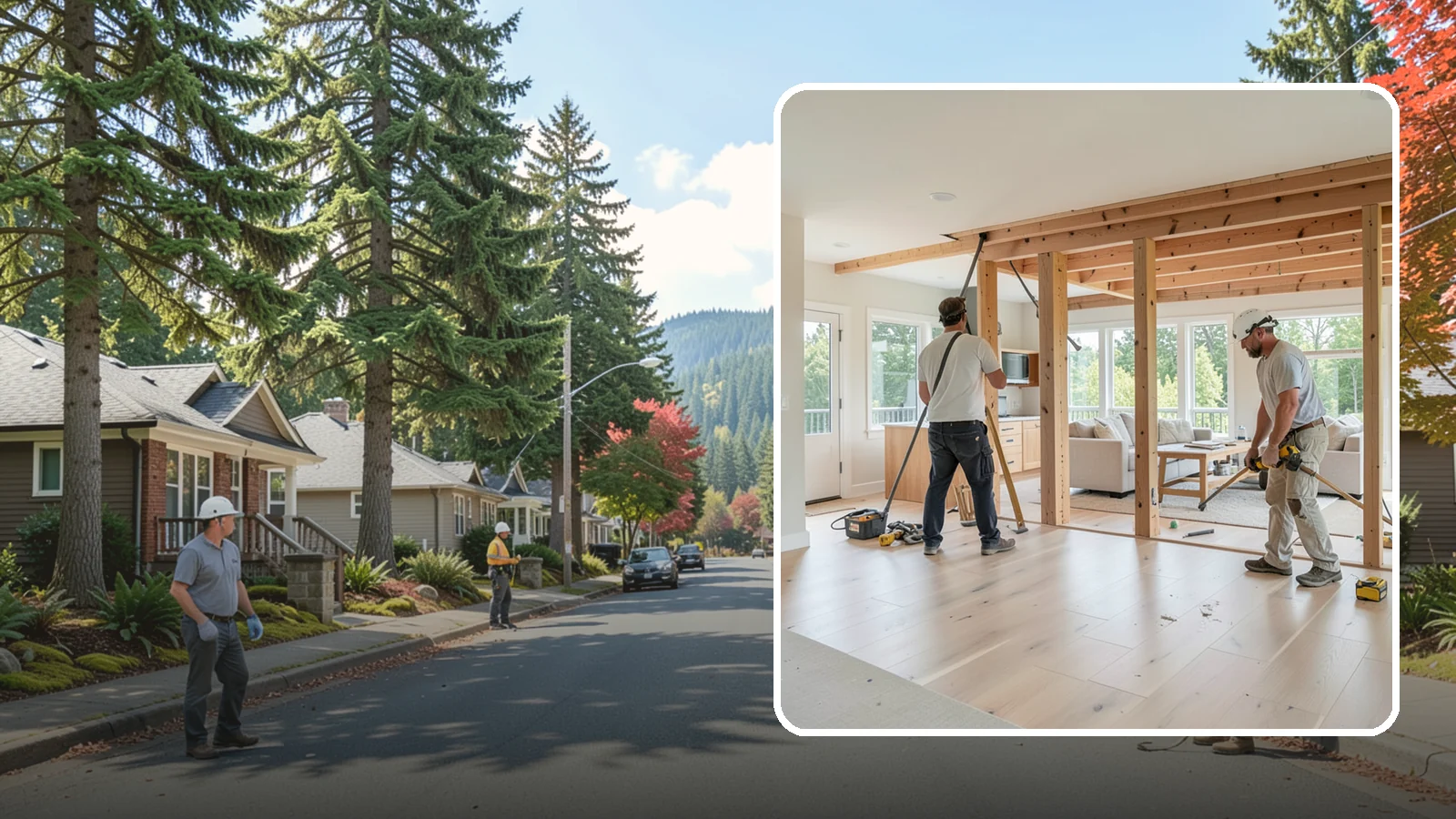 Open Floor Plan Conversion in Hunts Point, King County, WA - Combining closed-off rooms into one open, connected living space with proper structural support.