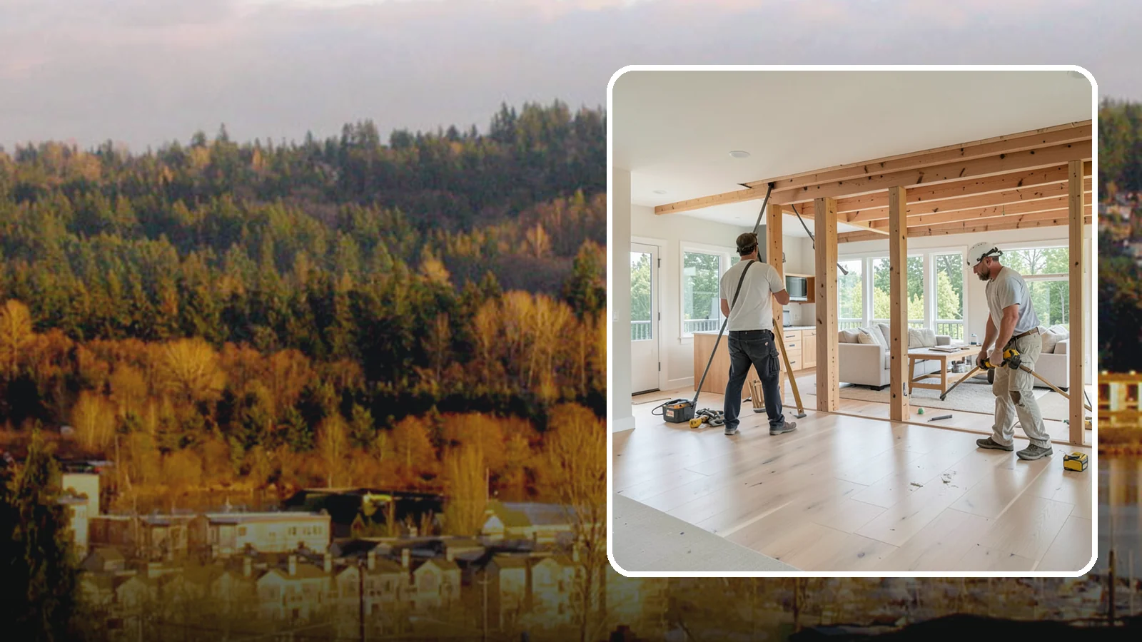 Open Floor Plan Conversion in Kenmore, King County, WA - Combining closed-off rooms into one open, connected living space with proper structural support.