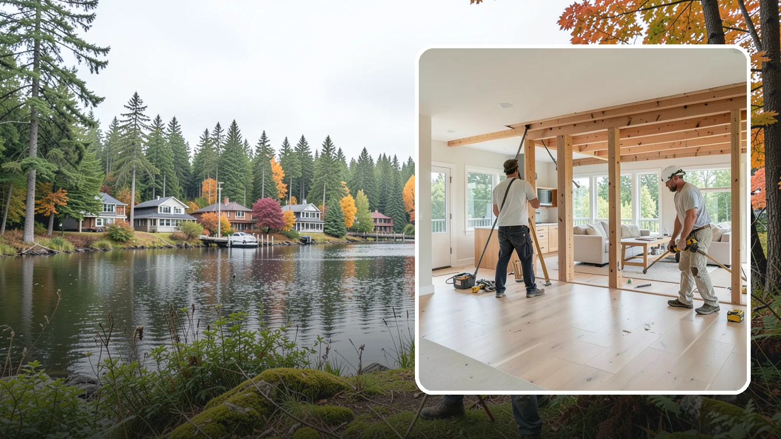 Open Floor Plan Conversion in La Conner, Skagit County, WA - Combining closed-off rooms into one open, connected living space with proper structural support.