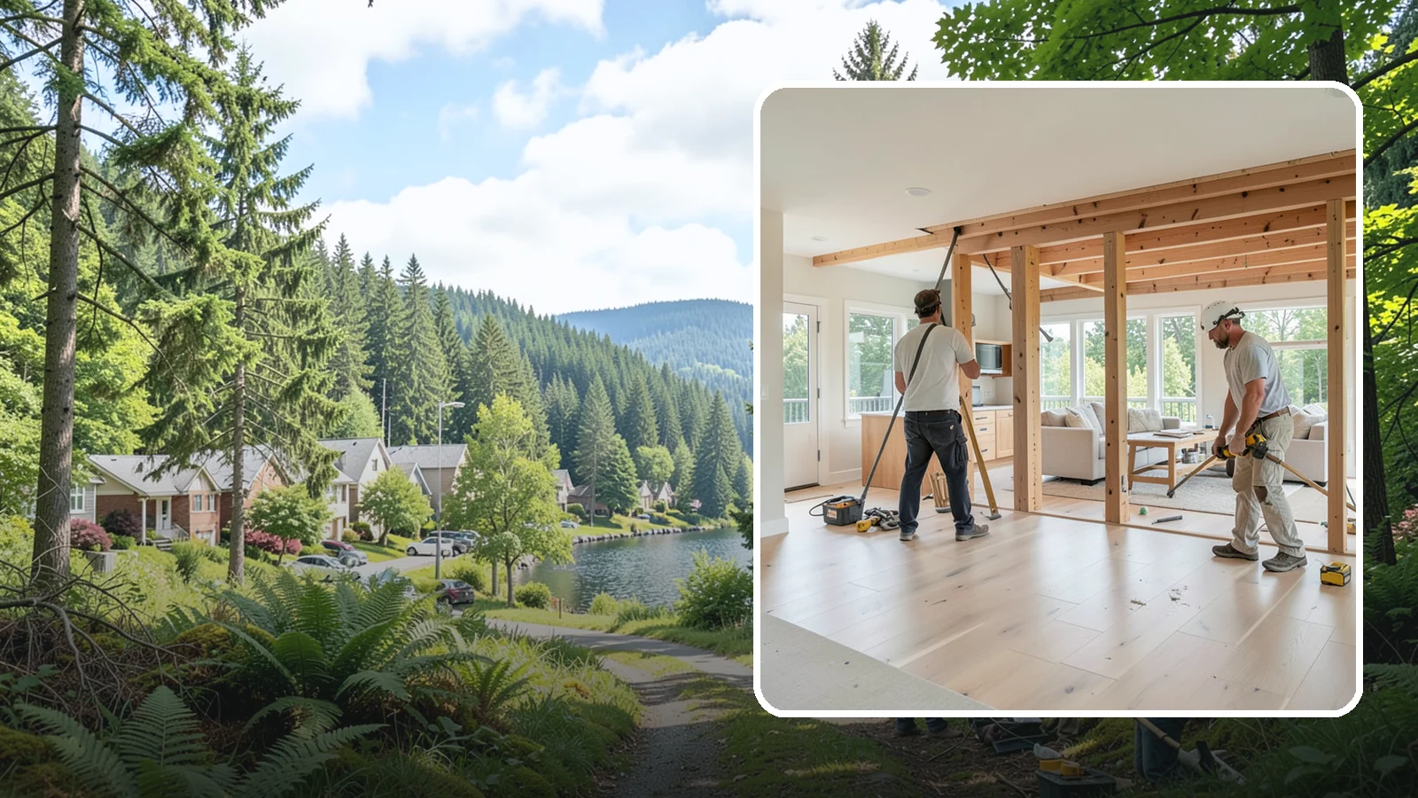 Open Floor Plan Conversion in Lake Forest Park, King County, WA - Combining closed-off rooms into one open, connected living space with proper structural support.