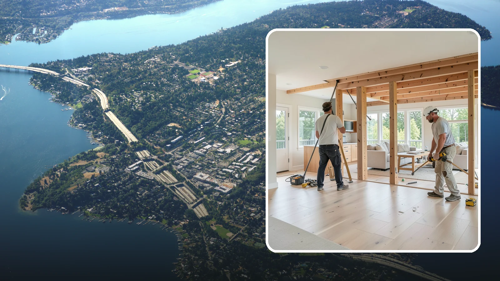 Open Floor Plan Conversion in Mercer Island, King County, WA - Combining closed-off rooms into one open, connected living space with proper structural support.