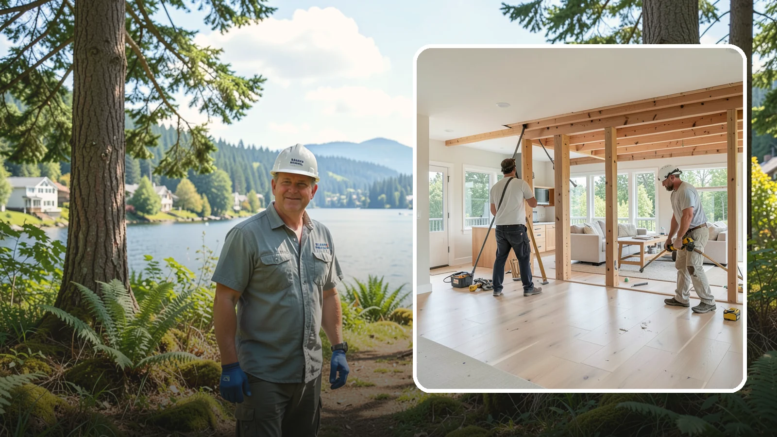 Open Floor Plan Conversion in Milton, King County, WA - Combining closed-off rooms into one open, connected living space with proper structural support.