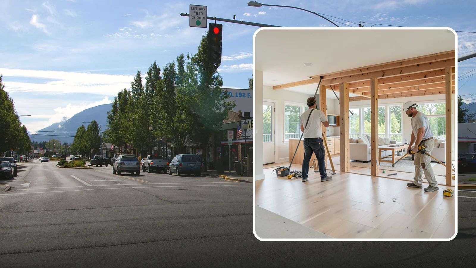 Open Floor Plan Conversion in North Bend, King County, WA - Combining closed-off rooms into one open, connected living space with proper structural support.