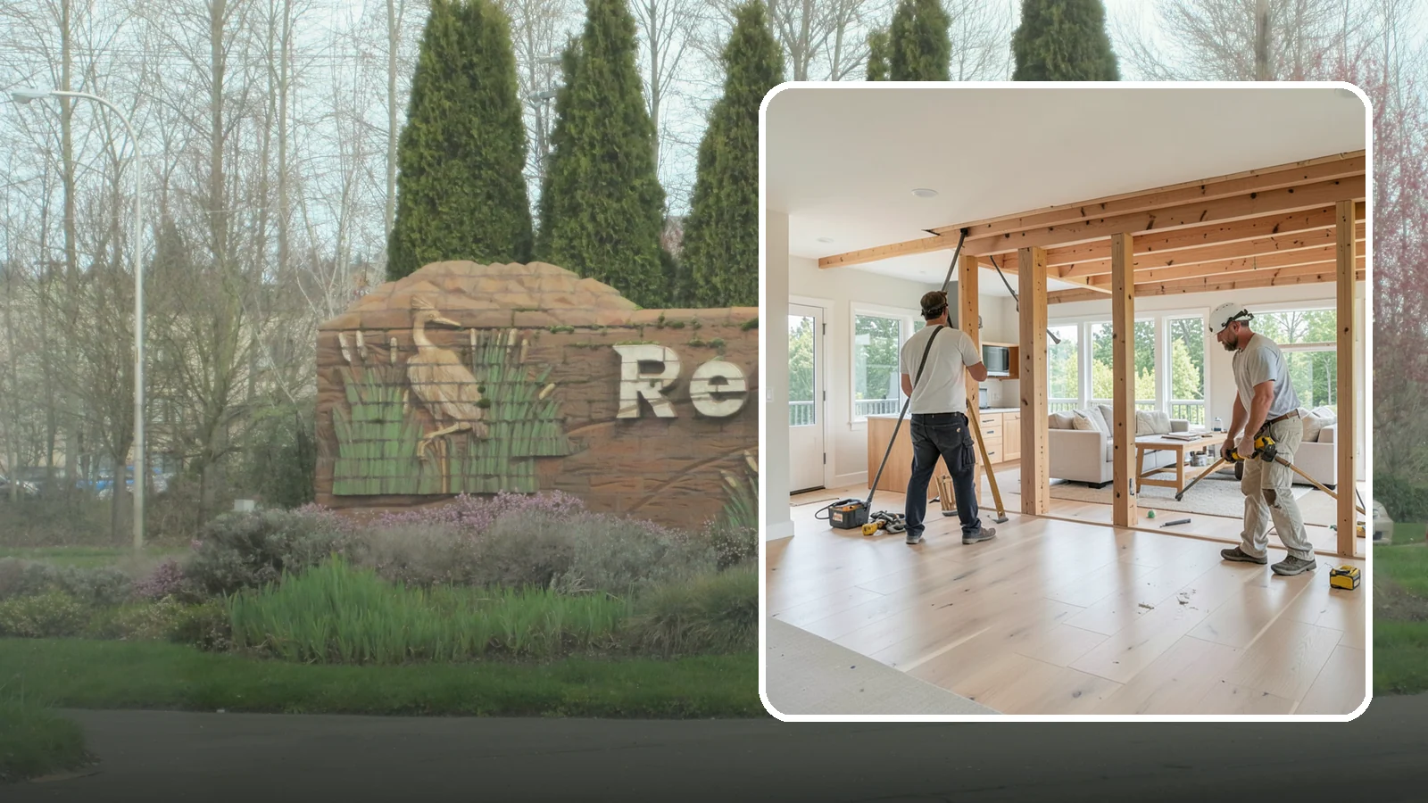 Open Floor Plan Conversion in Renton, King County, WA - Combining closed-off rooms into one open, connected living space with proper structural support.