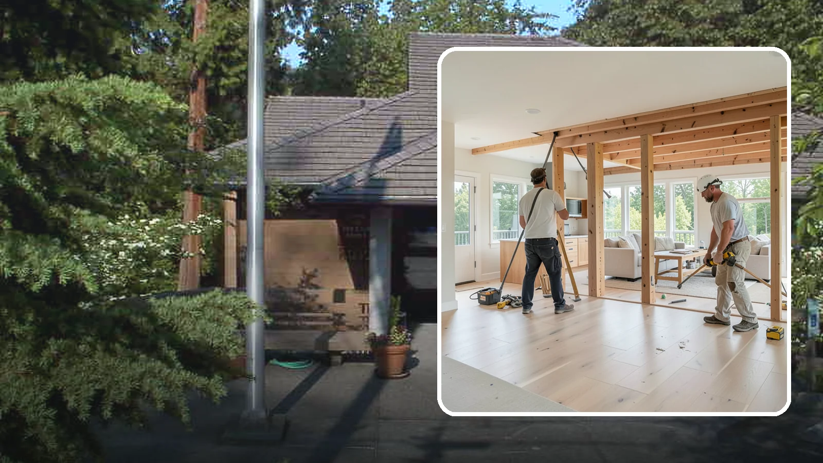Open Floor Plan Conversion in Yarrow Point, King County, WA - Combining closed-off rooms into one open, connected living space with proper structural support.