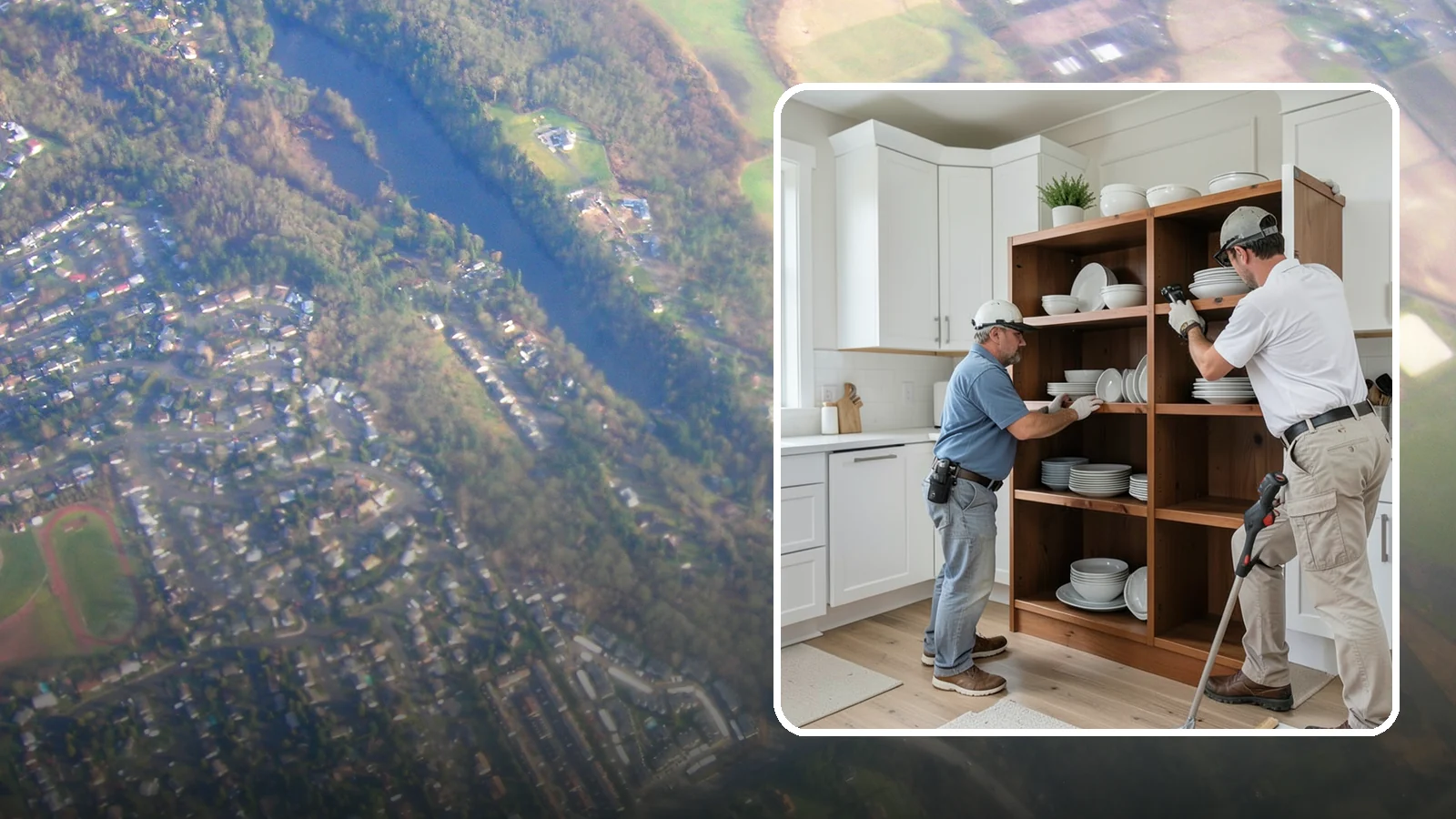 Open Shelving Installation in Algona, King County, WA - Installing sturdy open shelves to display dishware and create an airy, accessible alternative to upper cabinets.