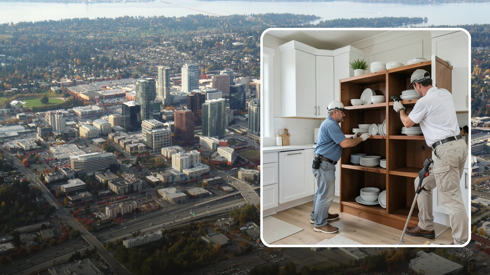 Open Shelving Installation in Bellevue, King County, WA - Installing sturdy open shelves to display dishware and create an airy, accessible alternative to upper cabinets.