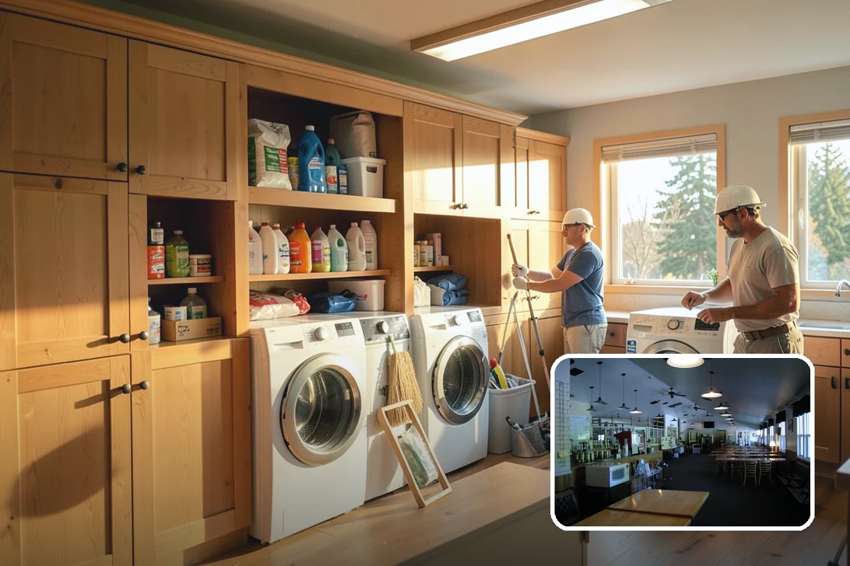 Open Shelving Installation in Black Diamond, King County, WA - An open, airy feel over solid cabinets