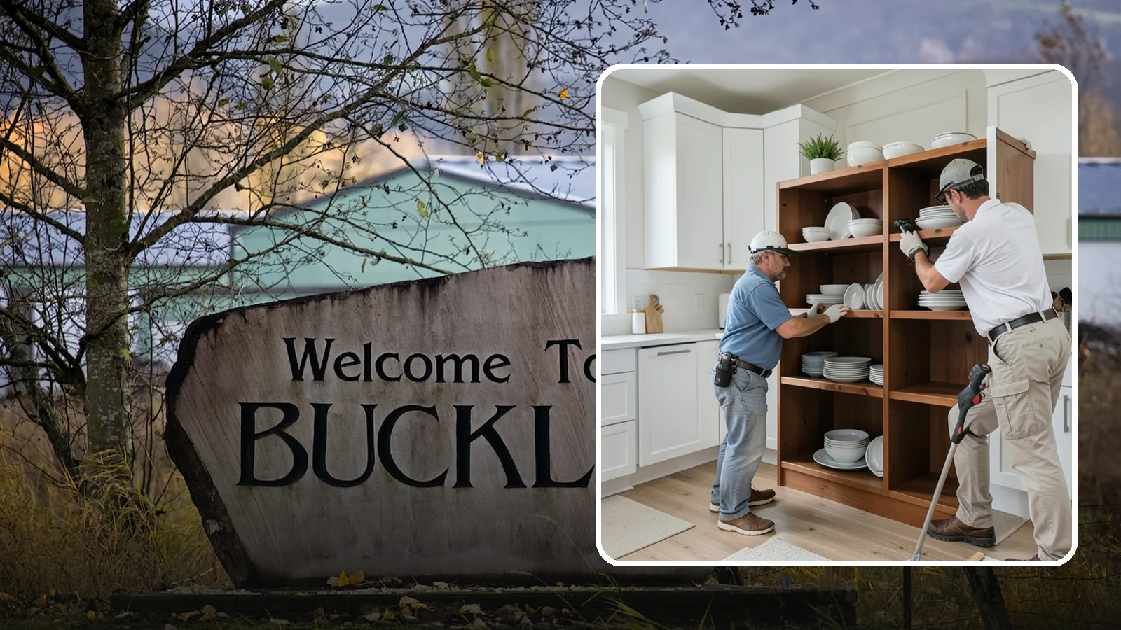 Open Shelving Installation in Buckley, Pierce County, WA - Installing sturdy open shelves to display dishware and create an airy, accessible alternative to upper cabinets.