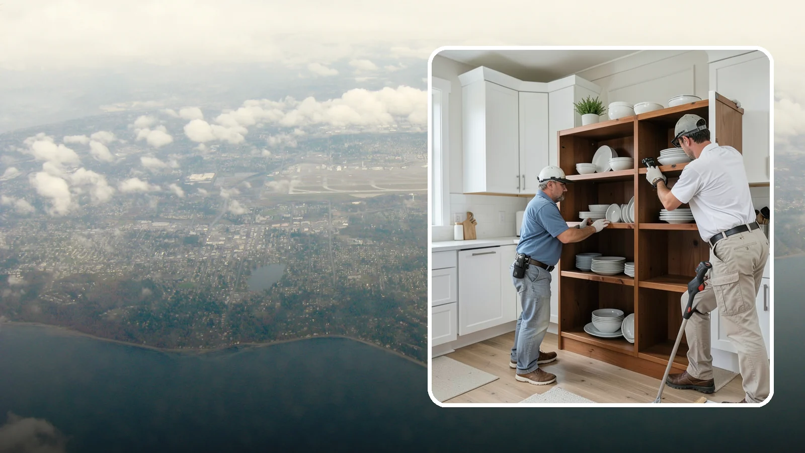 Open Shelving Installation in Burien, King County, WA - Installing sturdy open shelves to display dishware and create an airy, accessible alternative to upper cabinets.