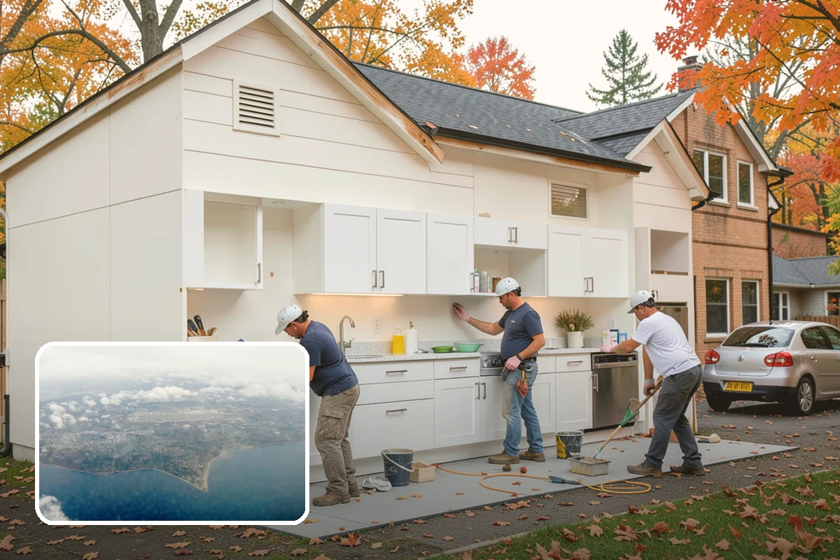 Open Shelving Installation in Burien, King County, WA - An open, airy feel over solid cabinets