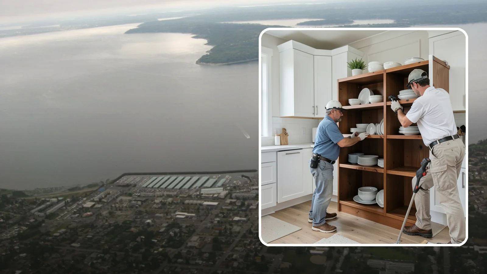 Open Shelving Installation in Des Moines, King County, WA - Installing sturdy open shelves to display dishware and create an airy, accessible alternative to upper cabinets.