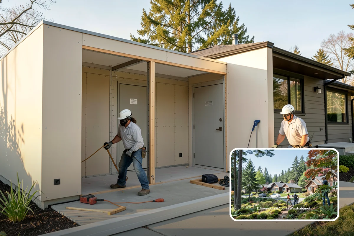 Open Shelving Installation in Edgewood, Pierce County, WA - An open, airy feel over solid cabinets