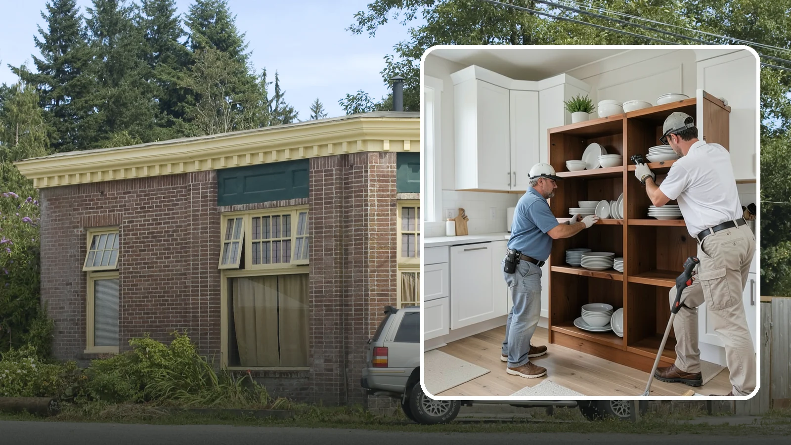 Open Shelving Installation in Hamilton, Skagit County, WA - Installing sturdy open shelves to display dishware and create an airy, accessible alternative to upper cabinets.