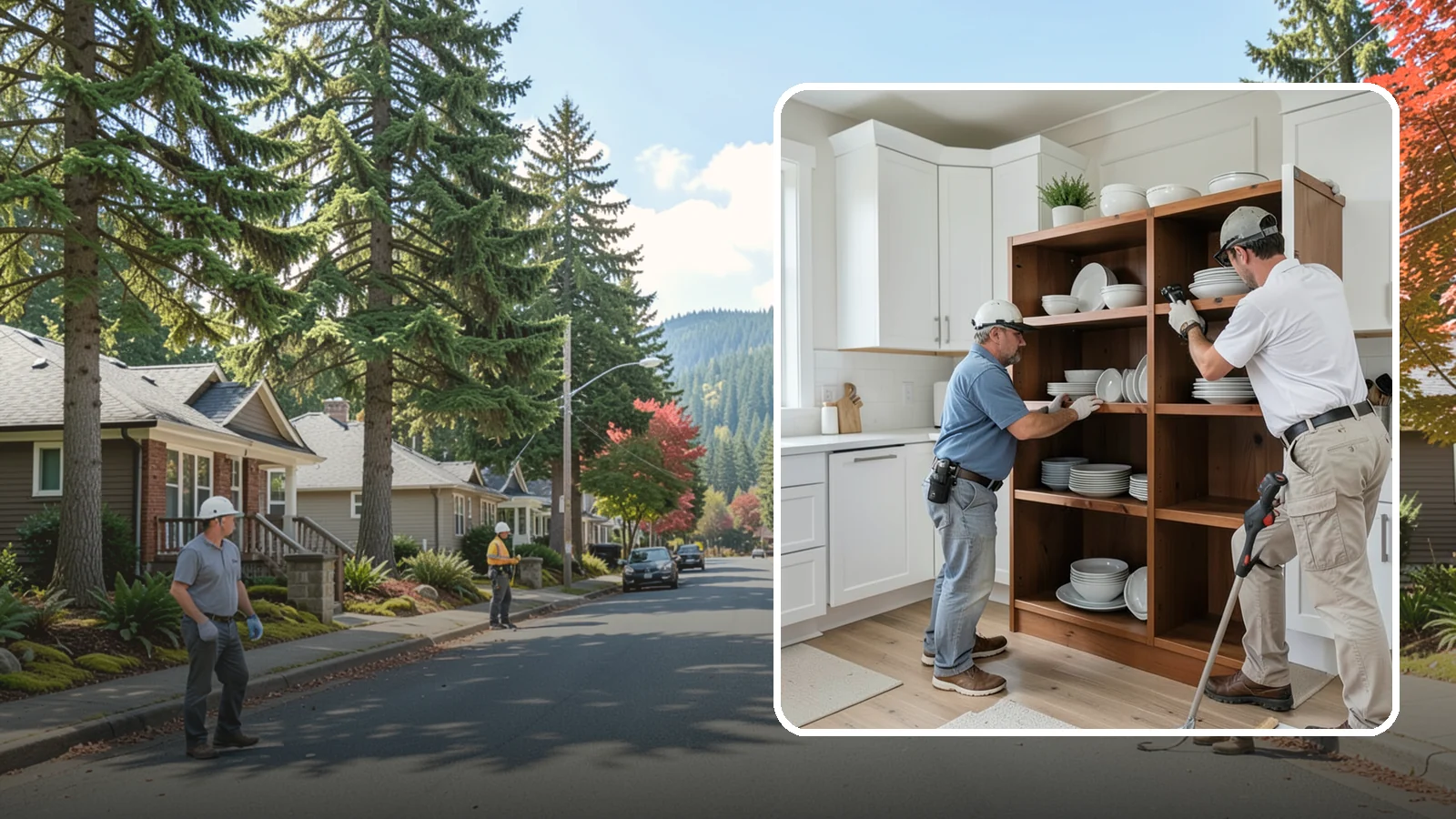 Open Shelving Installation in Hunts Point, King County, WA - Installing sturdy open shelves to display dishware and create an airy, accessible alternative to upper cabinets.