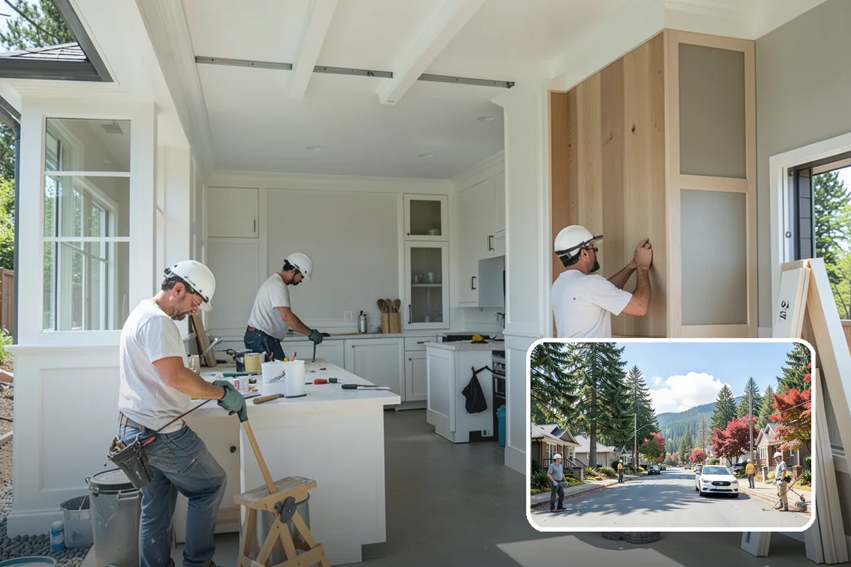 Open Shelving Installation in Hunts Point, King County, WA - An open, airy feel over solid cabinets